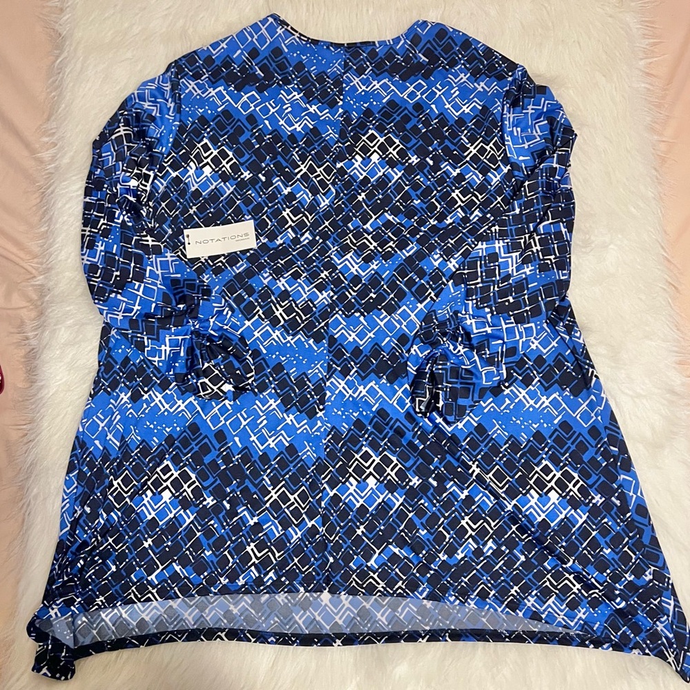 Notations Blue and Black Geometric Dress